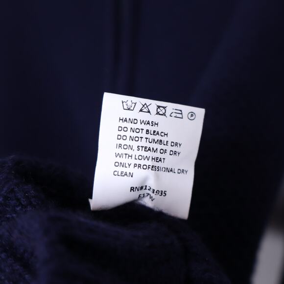 HAMMER MADE Wool Blend Zip Up Moss Stitch Sweater Navy Blue Mockneck Men's M - Picture 10 of 10